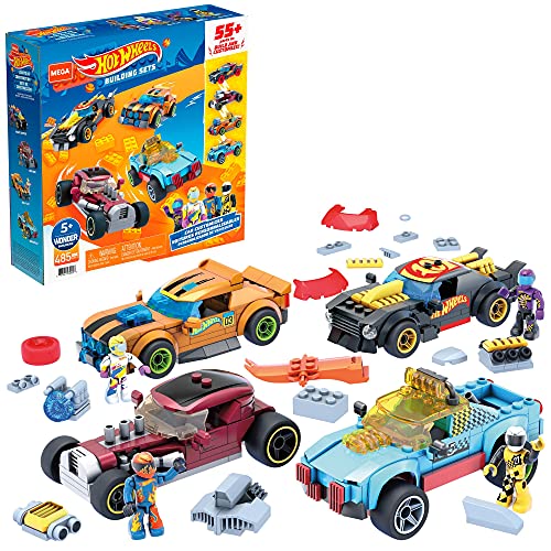 Mega Construx Personaliza tu coche Hot Wheels, juego de construcción para niños con más de 55 piezas (Mattel GVM13)