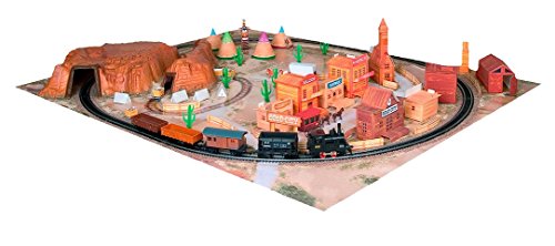 Mehano T109 - Juego de tren eléctrico de carga y paisaje “Western” de plástico, escala H0