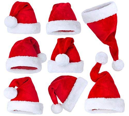 Meiwash Papá Noel Sombrero de Navidad Sombrero de Navidad de Lujo Sombrero de Felpa Niño Adulto Sombrero Navidad Fiesta Familiar Suministros (Niño, 1 PC)