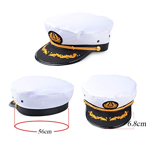 MEJOSER 2pcs Gorra de Capitán y Gorra de Marinero Sombrero Barco Yate Disfraz Adulto Mujer Hombre Cosplay