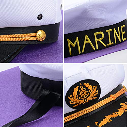 MEJOSER 2pcs Gorra de Capitán y Gorra de Marinero Sombrero Barco Yate Disfraz Adulto Mujer Hombre Cosplay