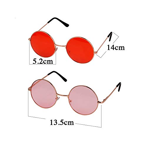 MEJOSER 6pcs Accesorios Disfraz Fiesta Hippie 2pcs Gafas Hippie de Sol 2pcs Colgantes Hippies de la Paz 2pcs Diademas Peace y de Flores Mujer Hombre