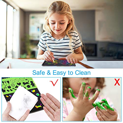 MELLIEX 2 Piezas Scratch Art Paper Notebook, Kit de Manualidades de Papel de Arte de Rascar para Niños Adultos con Regla de Dibujo y Plumas de Madera