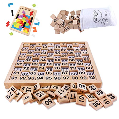 Mengger montessori juguetes madera Tableros números matematicas educativos 1 a 100 números consecutivos contador Juguete aprender a contar Números con puzzle