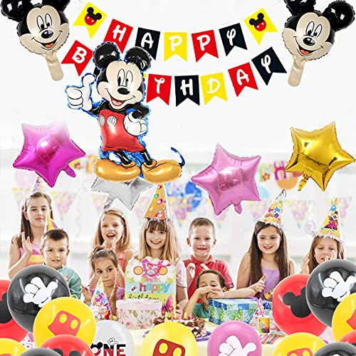 Mickey Globo, Globo de Mickey Mouse, Artículos para Fiestas temáticas de Mickey y Minnie,banner de Happy Birthday, Globos para la fiesta temática de Mickey Mouse