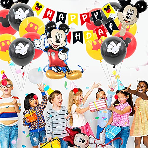 Mickey Globo, Globo de Mickey Mouse, Artículos para Fiestas temáticas de Mickey y Minnie,banner de Happy Birthday, Globos para la fiesta temática de Mickey Mouse