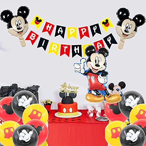 Mickey Globo, Globo de Mickey Mouse, Artículos para Fiestas temáticas de Mickey y Minnie,banner de Happy Birthday, Globos para la fiesta temática de Mickey Mouse