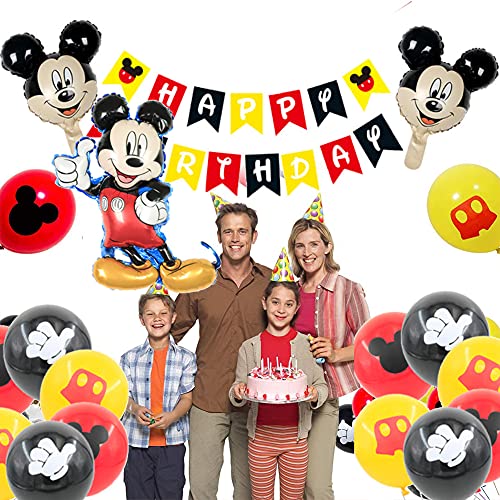 Mickey Globo, Globo de Mickey Mouse, Artículos para Fiestas temáticas de Mickey y Minnie,banner de Happy Birthday, Globos para la fiesta temática de Mickey Mouse