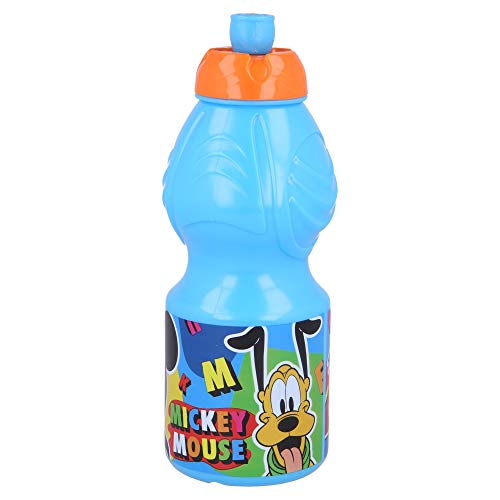 MICKEY MOUSE | Botella de Agua Infantil con cierre antifugas | Cantimplora Reutilizable para niños con tapón anti goteo - Libre de BPA - 400 ML