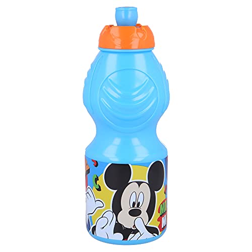 MICKEY MOUSE | Botella de Agua Infantil con cierre antifugas | Cantimplora Reutilizable para niños con tapón anti goteo - Libre de BPA - 400 ML