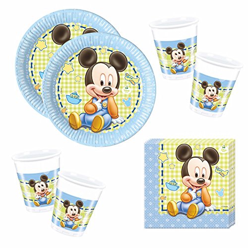 Mickey Mouse Establecer Vajilla Desechable Baby Platos Tazas Servilletas