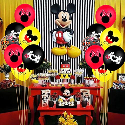 Mickey Party Globos 40 pcs 12'' Globos de Látex Color Confetti Balloons Kit para Baby Shower Mickey Minnie Mouse Theme Party Supplies Suministros para Fiestas de Cumpleaños Decoraciones