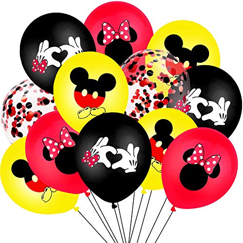 Mickey Party Globos 40 pcs 12'' Globos de Látex Color Confetti Balloons Kit para Baby Shower Mickey Minnie Mouse Theme Party Supplies Suministros para Fiestas de Cumpleaños Decoraciones