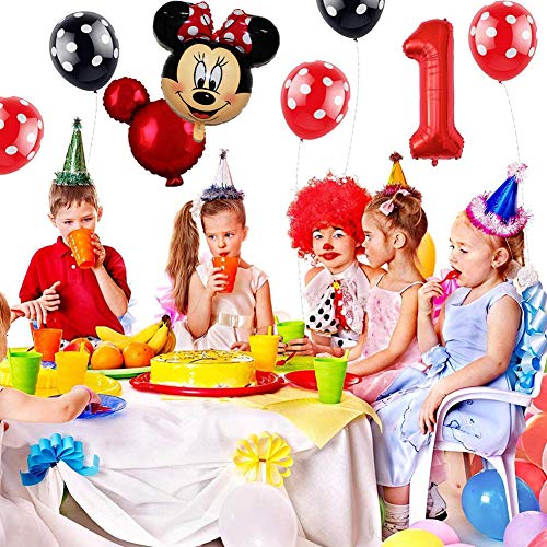 Mickey Party Globos, Decoraciones de cumpleaños de Mickey Mouse, Globos número para la Fiesta Temática de Mickey Mouse Artículos de Fiesta de Mickey y Minnie para Primer Cumpleaños