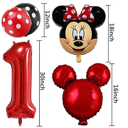 Mickey Party Globos, Decoraciones de cumpleaños de Mickey Mouse, Globos número para la Fiesta Temática de Mickey Mouse Artículos de Fiesta de Mickey y Minnie para Primer Cumpleaños