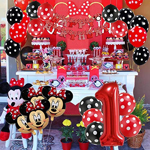 Mickey Party Globos, Decoraciones de cumpleaños de Mickey Mouse, Globos número para la Fiesta Temática de Mickey Mouse Artículos de Fiesta de Mickey y Minnie para Primer Cumpleaños