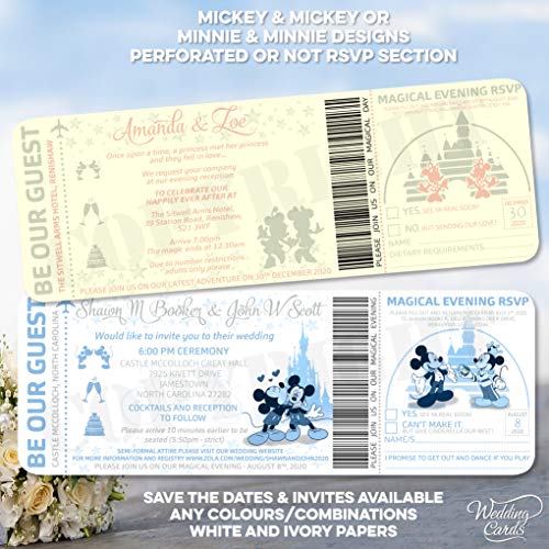 Mickey y Minnie Mouse Invitar invitaciones de boda cumpleaños billete fiesta Mickey Minnie Disney Ariel personalizado Peter Pan rey León princesa Príncipe belleza