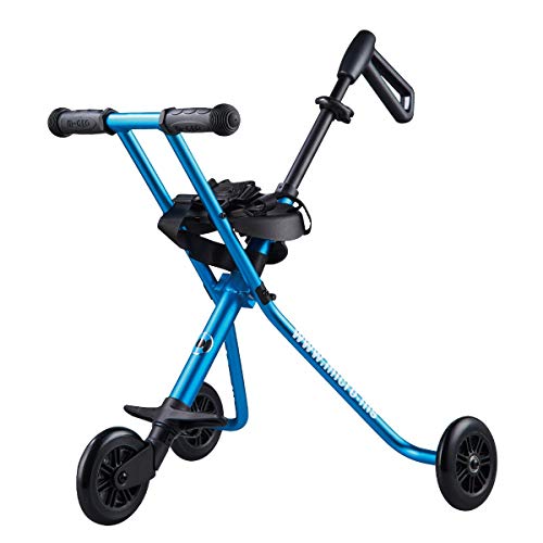 Micro Trike Deluxe. Silla de paseo Plegable, Edad 1-3 años. Peso 1,90kg. Carga máx 20kg. Rodamientos ABEC7, Giro y deslizamiento suave (Azul)