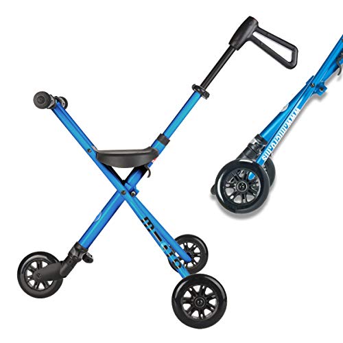 Micro Trike Deluxe. Silla de paseo Plegable, Edad 1-3 años. Peso 1,90kg. Carga máx 20kg. Rodamientos ABEC7, Giro y deslizamiento suave (Azul)