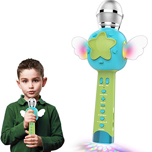 Microfono niña, karaoke infantil con Luces LED para Niños Canta Partido Musica Función de Eco Grabación Inalámbrico Juguetes para Niñas Regalos de cumpleaños 3 4 5 6 Años, Rosa