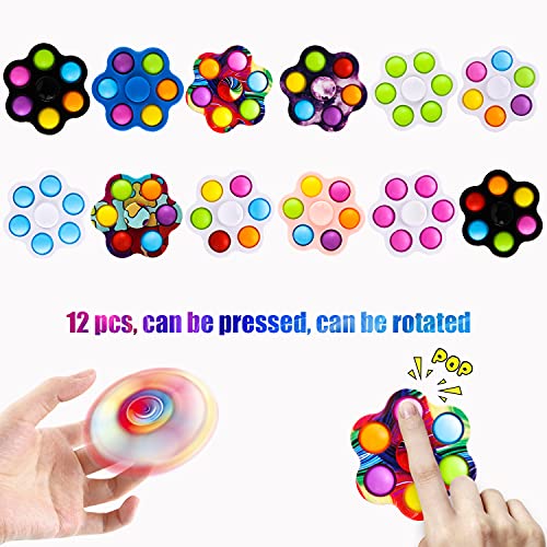 MILESTAR 12 Pack Fidget Spinner Toy Mágico Spinning Juguetes Sensorial Conjunto De Juguetes De Fidget Sensory Juguetes Antiestres para Niños Juguete Simple para Aliviar El Estrés para Niños Y Adultos