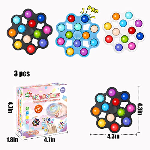 MILESTAR Fidget Spinner Toys para niños 12 Circle Pop it Games Juguetes para aliviar la ansiedad Juguetes para aliviar el estrés en la Oficina Regalos para niños Regalos para Amigos Estilo 3 en 1