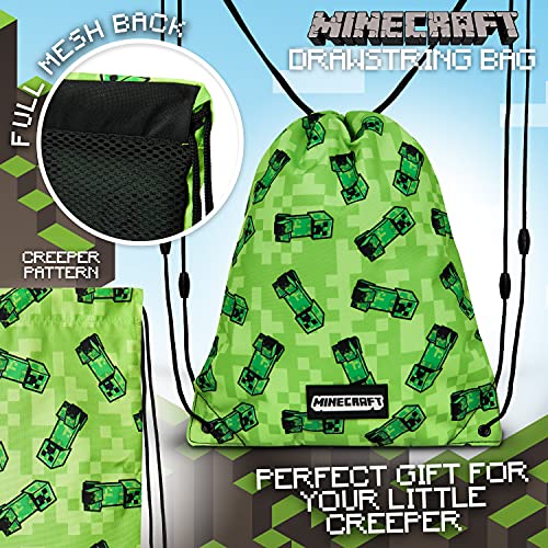 Minecraft Mochila Cuerdas, Mochila Escolar Niño y Adolescente, Bolsa de Cuerdas, Bolsa Gimnasio y Piscina