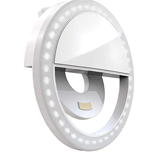 Mini clip de la luz recargable de la luz del anillo Selfie en la lámpara del círculo de Selfie con 36 LED para teléfonos inteligentes Comunicación electrónica blanca