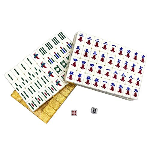 Mini viaje portátil 20MM oro Mahjong llevar caja de madera Mah-jong mesa de cuero Majiang tablero ajedrez juego