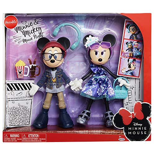 Minnie Disney Mouse: Minnie & Mickey Playset de 2 muñecas - Noche de Cine