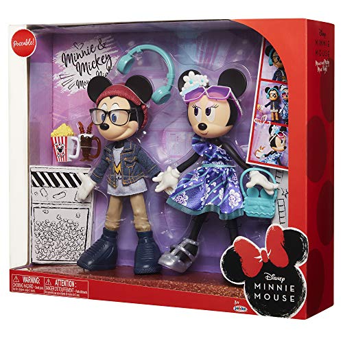 Minnie Disney Mouse: Minnie & Mickey Playset de 2 muñecas - Noche de Cine