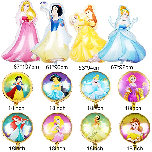 Miotlsy Globo Princesa Disney- Partido 12PCS Cenicienta, Campana, Blancanieves , Bella Durmiente &Reina de las Nieves, Globos Cumpleaños Decoracion de Princesa Baby Shower