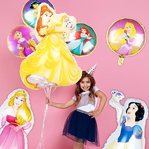 Miotlsy Globo Princesa Disney- Partido 12PCS Cenicienta, Campana, Blancanieves , Bella Durmiente &Reina de las Nieves, Globos Cumpleaños Decoracion de Princesa Baby Shower