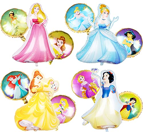 Miotlsy Globo Princesa Disney- Partido 12PCS Cenicienta, Campana, Blancanieves , Bella Durmiente &Reina de las Nieves, Globos Cumpleaños Decoracion de Princesa Baby Shower