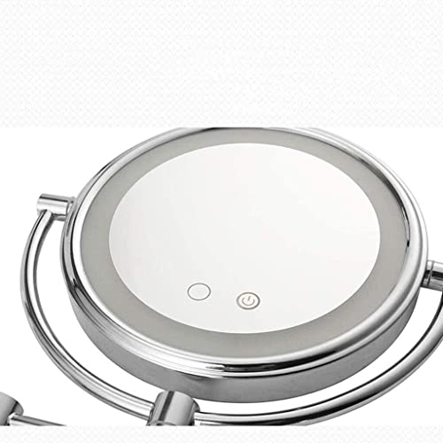 Mirrors Cosmetic Vanity Bathroom Makeup Rechargeable 3X Magnification Folding Beauty Wall Mount Tabletop (Color : Silver， Size : 9 Inches 3 X)