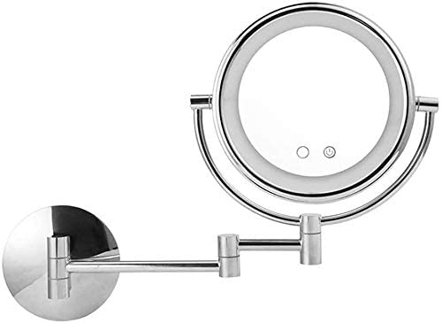 Mirrors Cosmetic Vanity Bathroom Makeup Rechargeable 3X Magnification Folding Beauty Wall Mount Tabletop (Color : Silver， Size : 9 Inches 3 X)