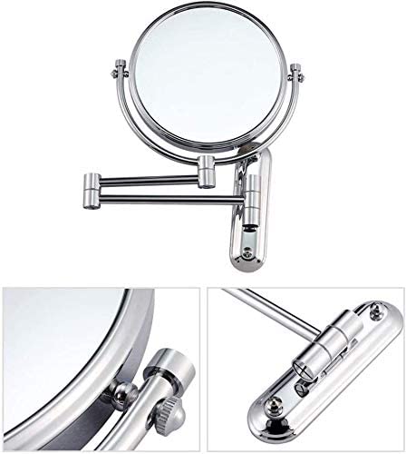 Mirrors Vanity 10x Magnification 8 Inch Makeup Metal Beauty Folding Telescopic Tabletop (Color : Silver， Size : 8 Inches 10X)