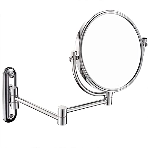 Mirrors Vanity 10x Magnification 8 Inch Makeup Metal Beauty Folding Telescopic Tabletop (Color : Silver， Size : 8 Inches 10X)