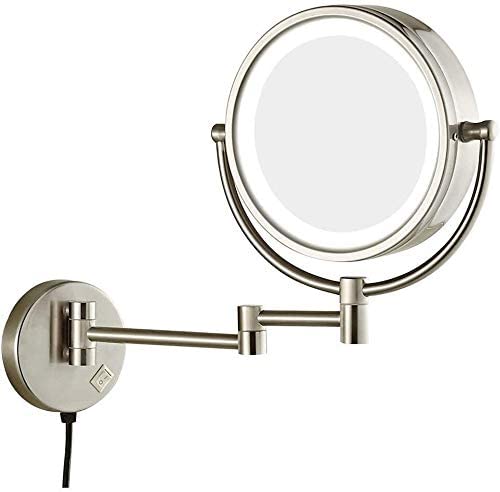 Mirrors Vanity 8-Inch LED Makeup Adjustable Arm Tilt Easy Positioning 3 Times Magnification Beauty Tabletop (Color : Nickel Plating， Size : 8 Inches 3 X)