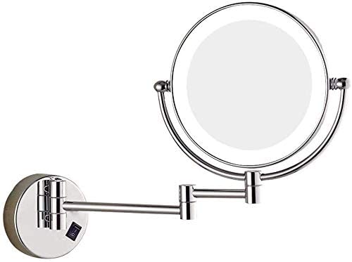 Mirrors Wall-Mounted Makeup Double-Sided Lighted Makeup LED 8 Inches 5X Magnified Vanity Tabletop (Color : Silver， Size : 8 Inches 5X)