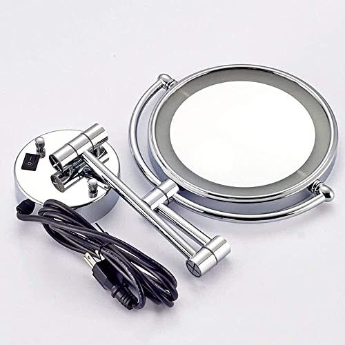 Mirrors Wall-Mounted Makeup Double-Sided Lighted Makeup LED 8 Inches 5X Magnified Vanity Tabletop (Color : Silver， Size : 8 Inches 5X)