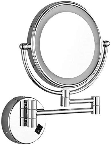 Mirrors Wall-Mounted Makeup Double-Sided Lighted Makeup LED 8 Inches 5X Magnified Vanity Tabletop (Color : Silver， Size : 8 Inches 5X)