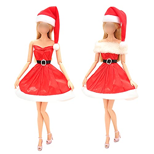 Miunana 3 PCS Vestido Fashion Falda Ropas De Papá Noel Regalo para 11.5 Pulgadas 28 - 30 CM Muñeca