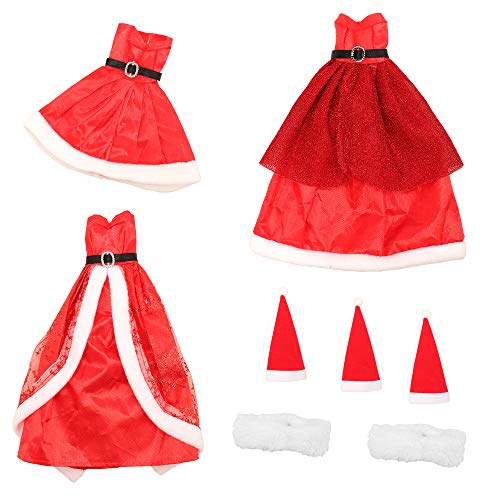 Miunana 3 PCS Vestido Fashion Falda Ropas De Papá Noel Regalo para 11.5 Pulgadas 28 - 30 CM Muñeca