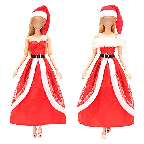 Miunana 3 PCS Vestido Fashion Falda Ropas De Papá Noel Regalo para 11.5 Pulgadas 28 - 30 CM Muñeca