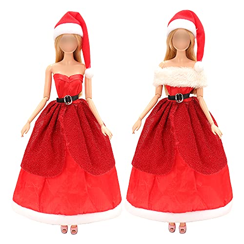 Miunana 3 PCS Vestido Fashion Falda Ropas De Papá Noel Regalo para 11.5 Pulgadas 28 - 30 CM Muñeca