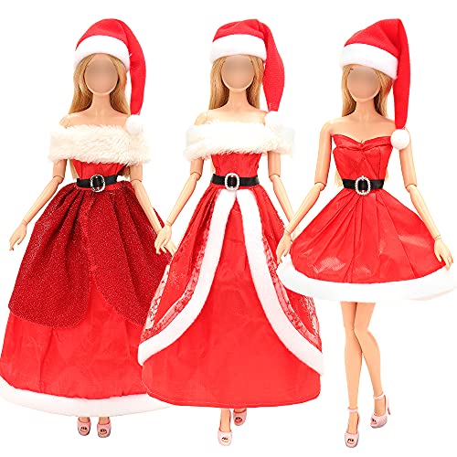 Miunana 3 PCS Vestido Fashion Falda Ropas De Papá Noel Regalo para 11.5 Pulgadas 28 - 30 CM Muñeca