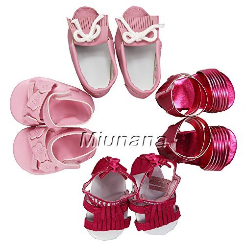 Miunana 5 Pares Zapatos Lona Casuales Lindo Diferentes Tipos Botas Vestir Fiesta Accesorios como Regalo para 18 Inch Americana Girl Doll Muñeca