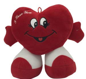 ML Peluche Corazon Dia de los Enamorados Toys Corazón de Peluche con pies. Regalo para el Dia de los Enamorados te Quiero. de Altura 35 cms. Tiene un Mensaje de 'I Love You'