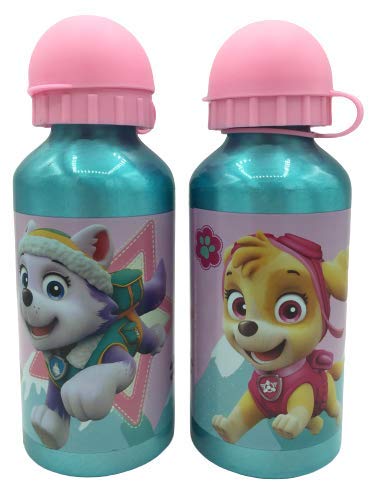 ML Una Botella de Agua de Aluminio, Patrulla Canina cantimplora Aluminio a Prueba de Fugas sin BPA para Levar a la Escuela y Deportes 450ml (Rosa)